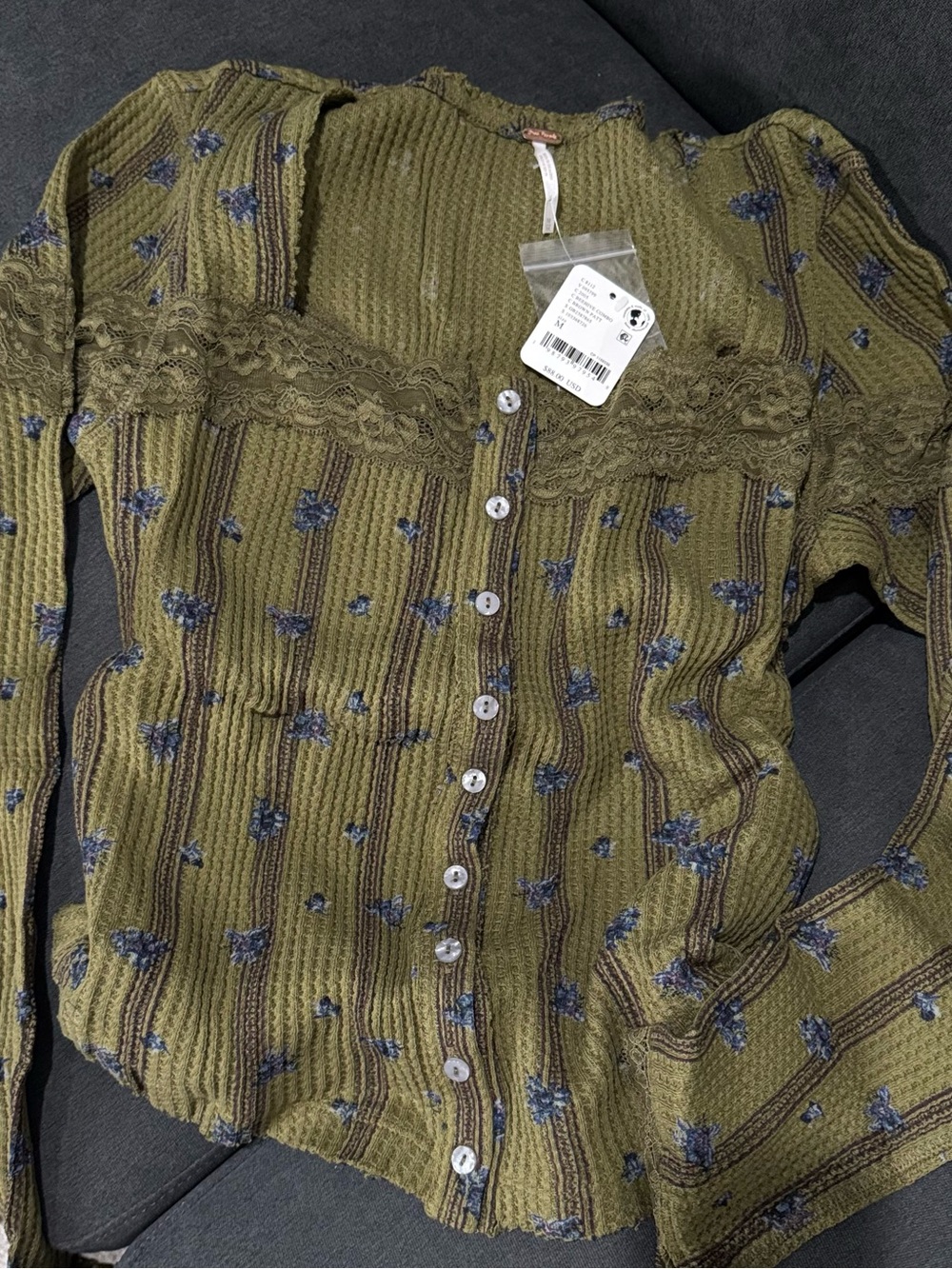 NWT Free People let's party button down floral top